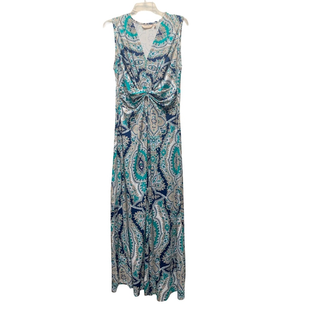 Soft Surroundings Medici Paisley Maxi Dress in Blue and Teal